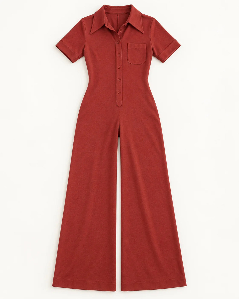 Suzie Kondi Ponte Short Sleeve Jumpsuit in Rust